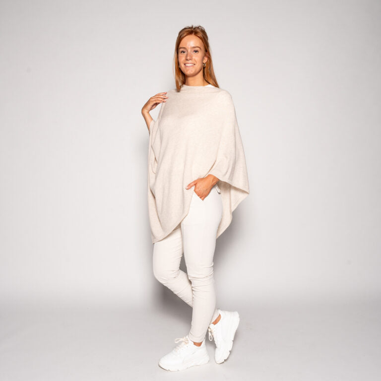 Lunaire | Poncho avec Couleur Asymétrique et Mélange de Cachemire pour Femmes