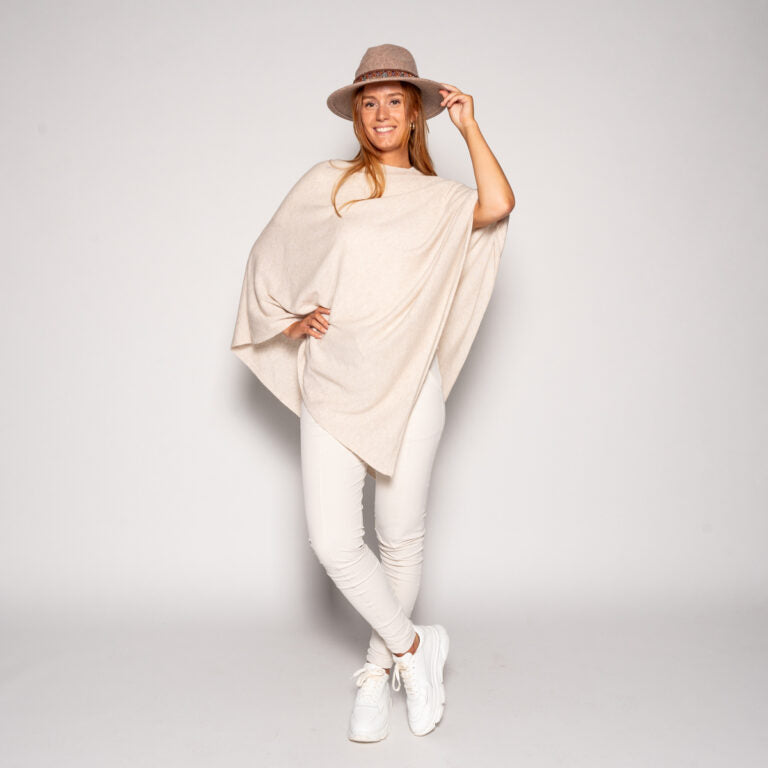 Lunaire | Poncho avec Couleur Asymétrique et Mélange de Cachemire pour Femmes