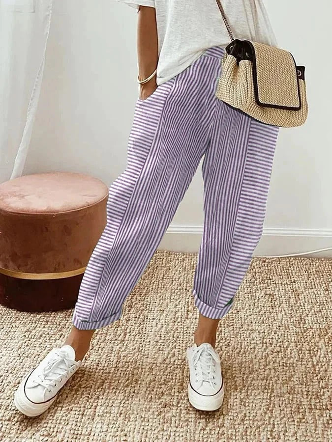 Natasha - Pantalon rayé en coton pour femme