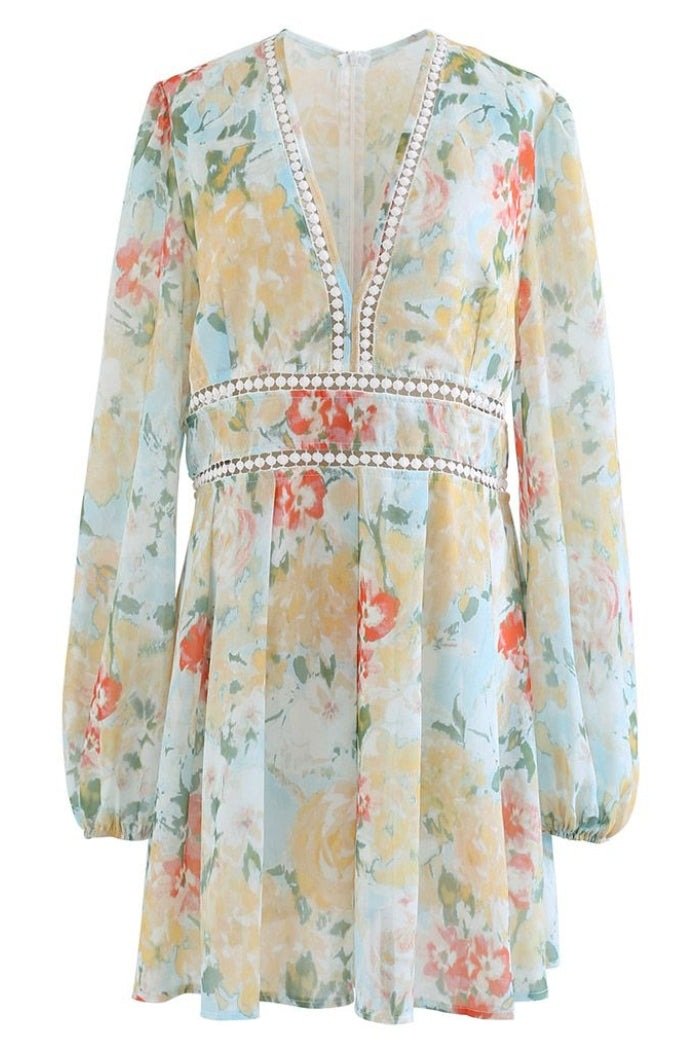 Lunaire | Mini-robe avec Imprimés Floraux et Dentelle Élégante pour Femmes