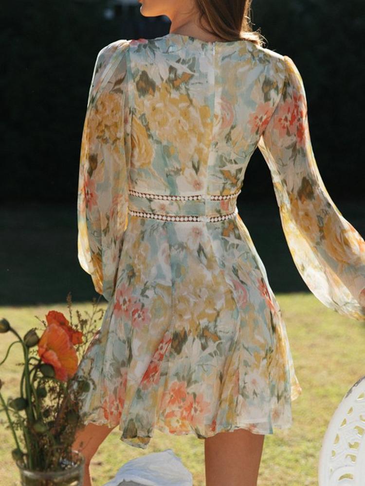 Lunaire | Mini-robe avec Imprimés Floraux et Dentelle Élégante pour Femmes