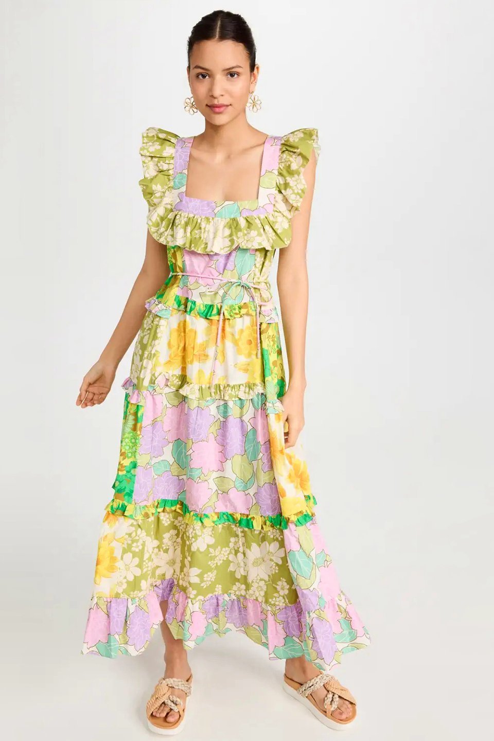 Lunaire | Robe midi avec Imprimé Floral et Volants Élégants pour Femmes