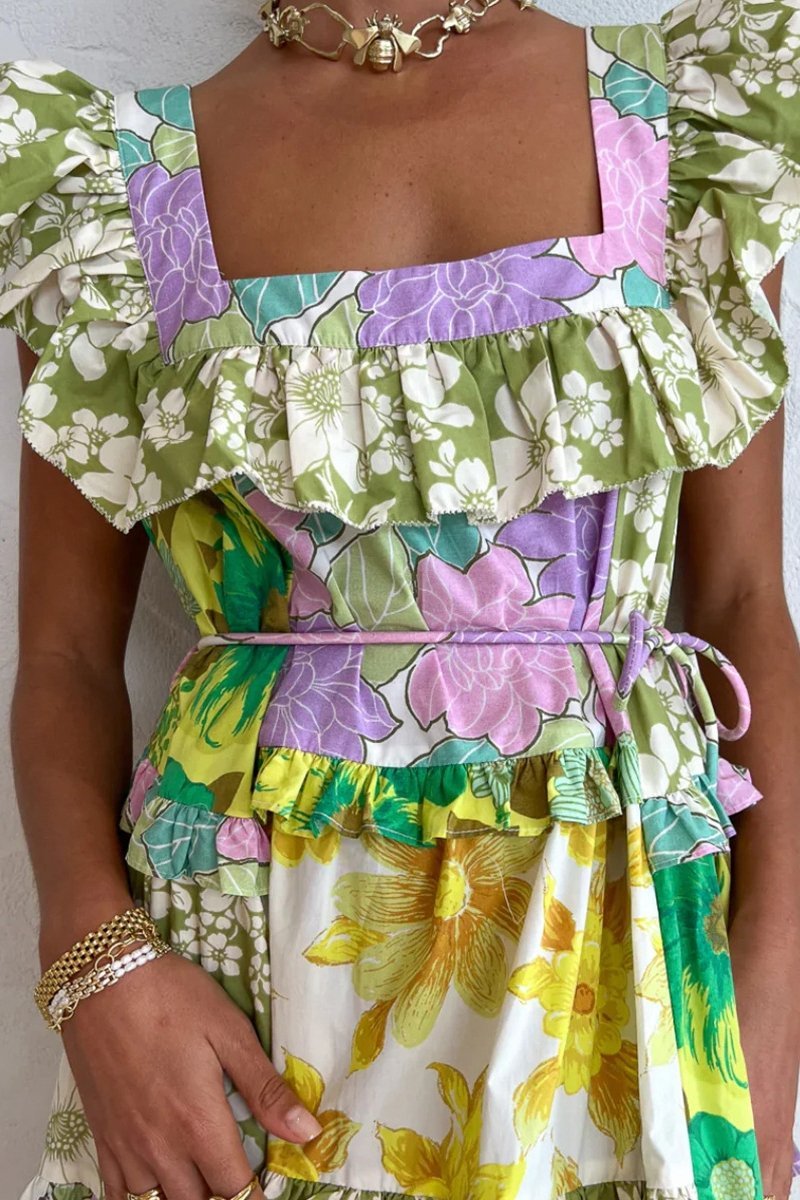 Lunaire | Robe midi avec Imprimé Floral et Volants Élégants pour Femmes