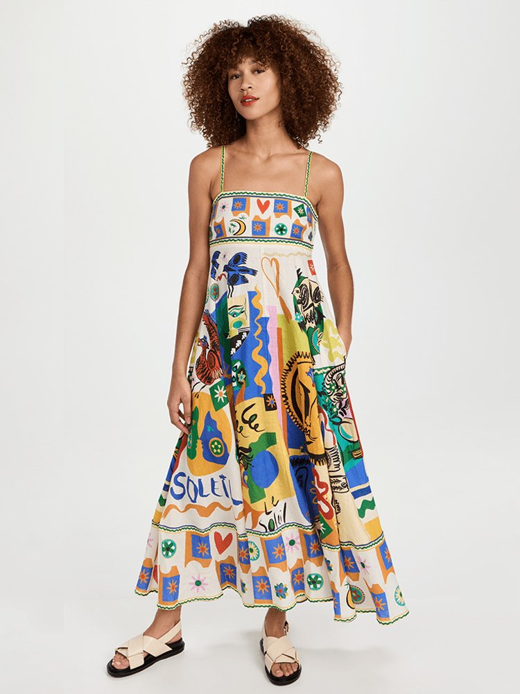 Lysandra | Robe Midi Imprimée avec Tissus de Haute Qualité et Silhouette Élégante pour Femmes