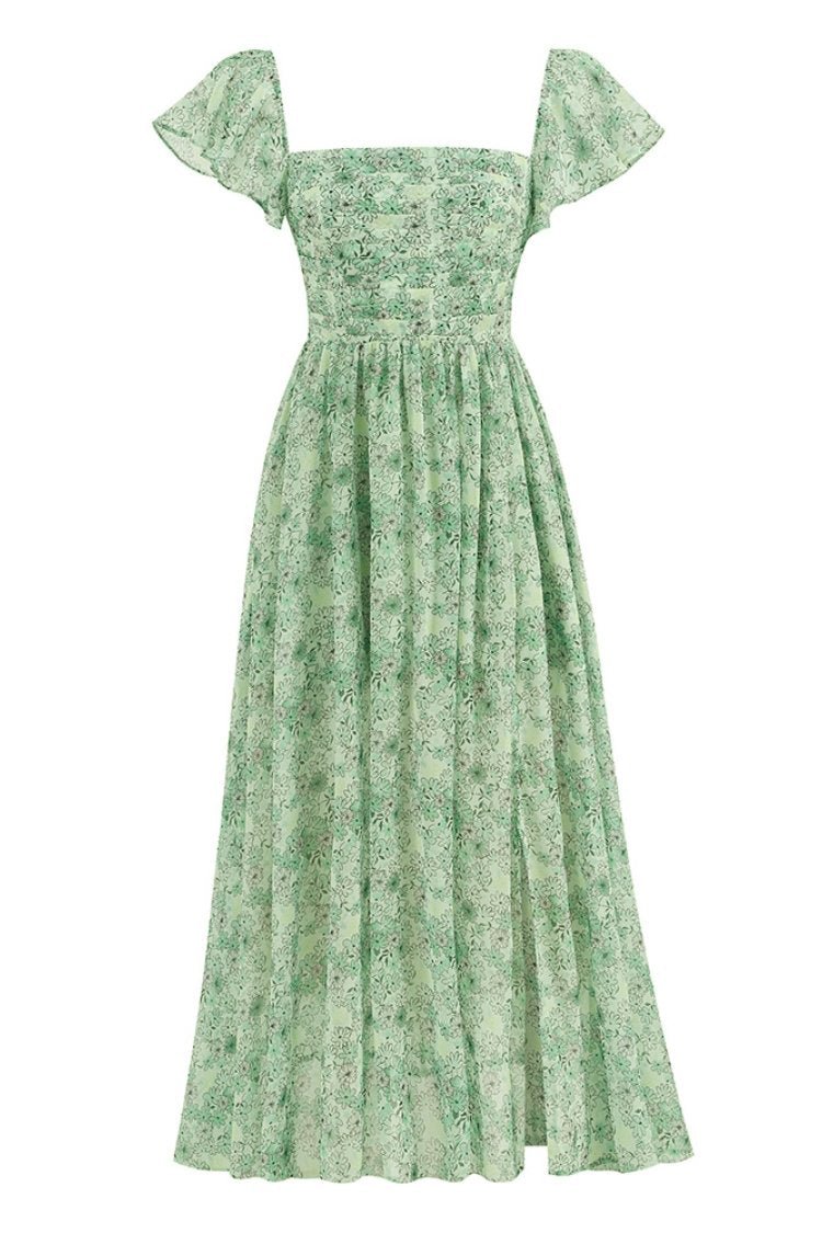 Léane | Robe Midi avec Motifs Floraux et Silhouette Élégante pour Femmes