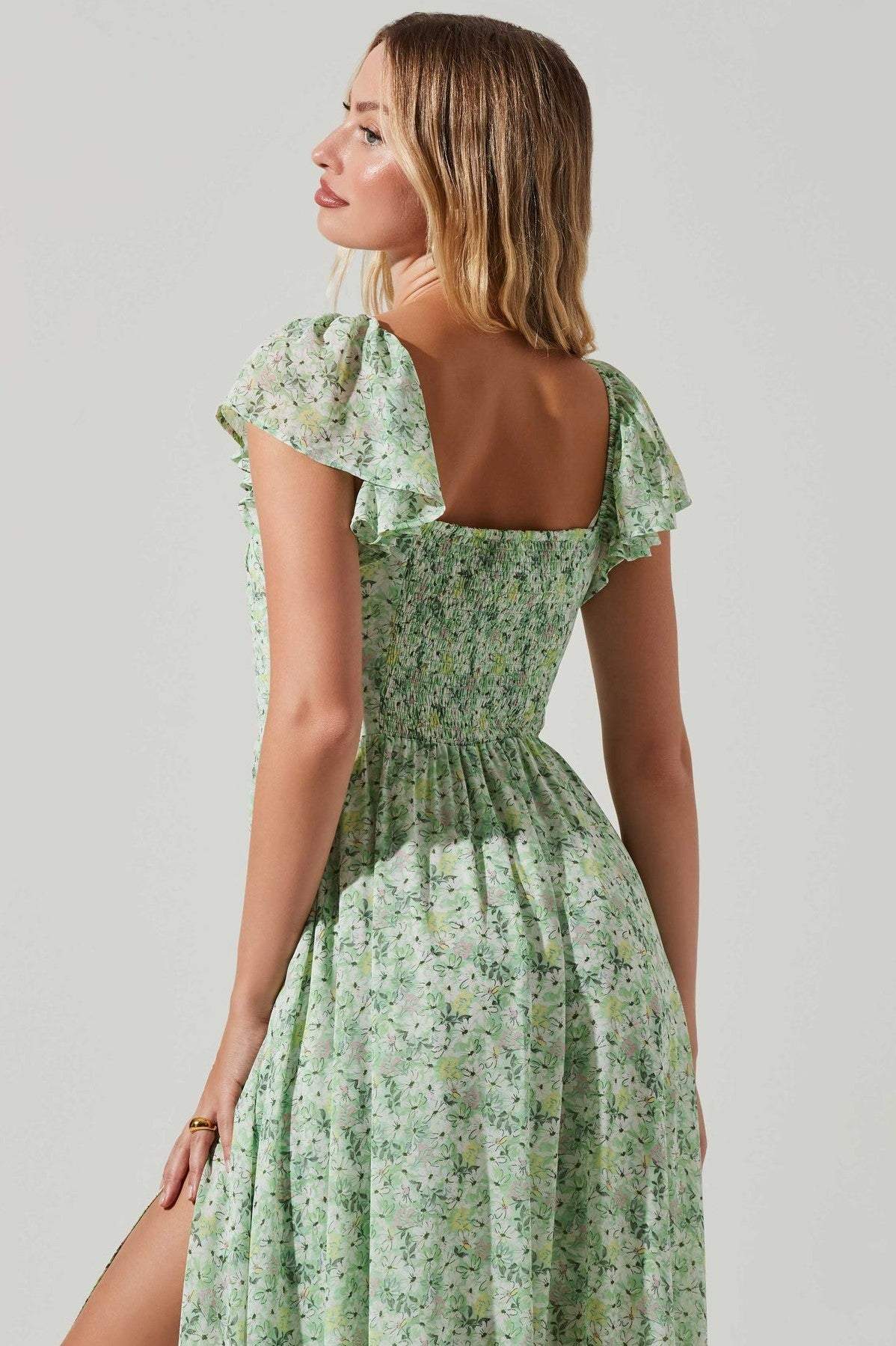 Léane | Robe Midi avec Motifs Floraux et Silhouette Élégante pour Femmes