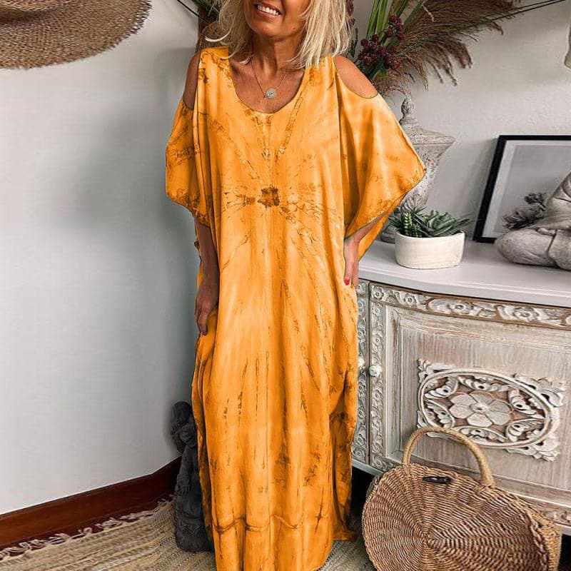 Tina - Robe d'été longue épaules dénudées et col rond