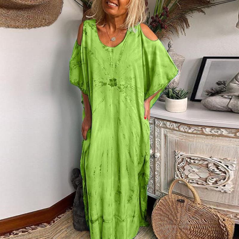 Tina - Robe d'été longue épaules dénudées et col rond