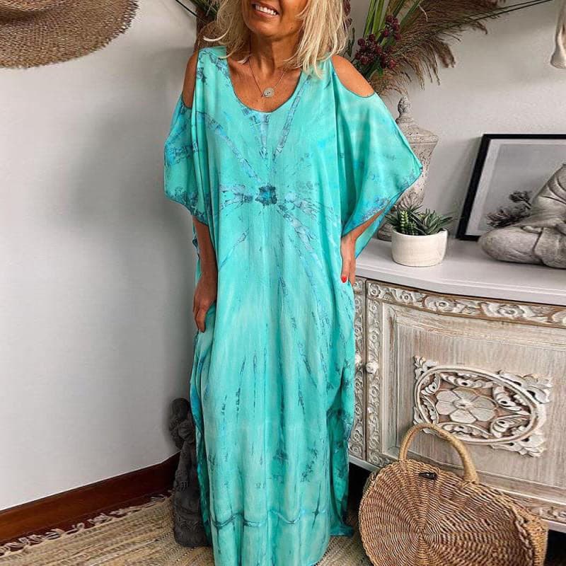 Tina - Robe d'été longue épaules dénudées et col rond