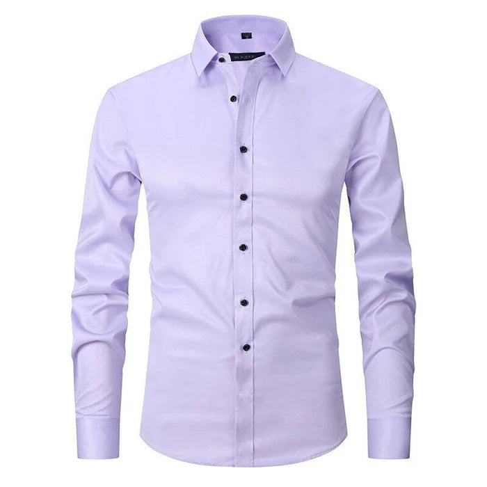 Chemise stretch sans col pour hommes