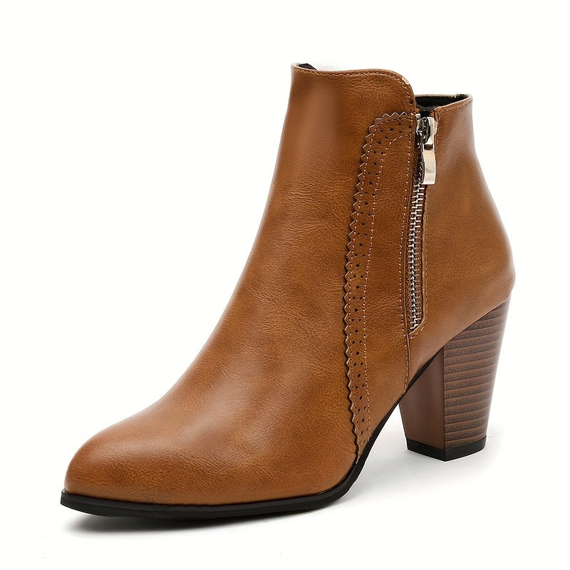 Lotte | Bottines tendance à nez rond et à talons hauts élégants