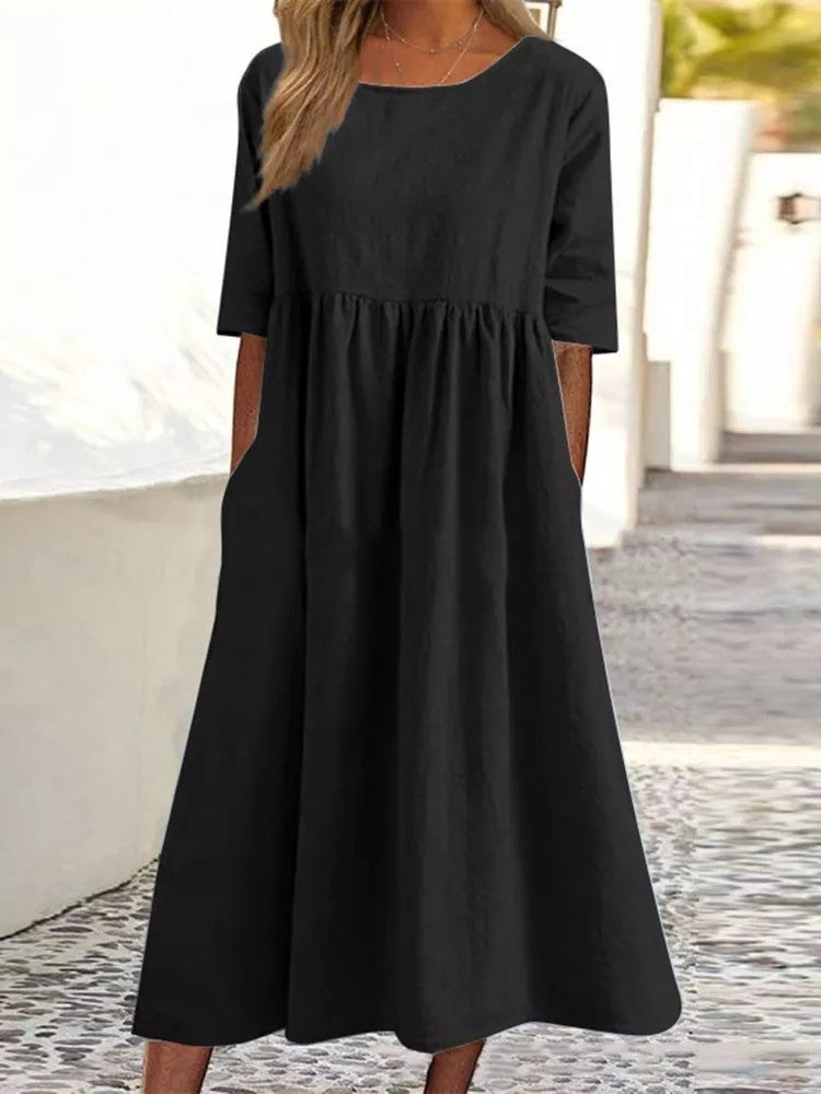 Aurélie | Robe Midi à Demi-Manches avec Élégance Intemporelle et Confort Exceptionnel pour Femmes