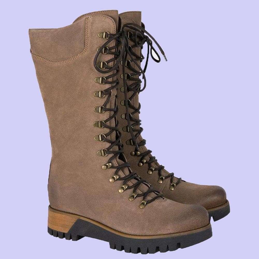 Hailey - Bottes hautes mode en cuir avec lacets