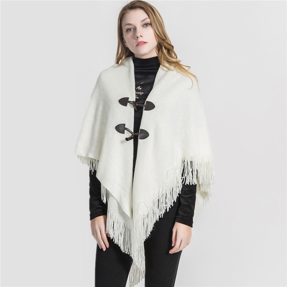 Aurélie | Châle Poncho avec Détails en Fourrure et Design Tendance pour Femmes