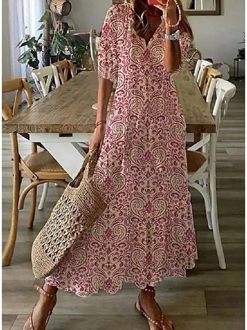 Bellevo | Robe bohème à motifs géométriques