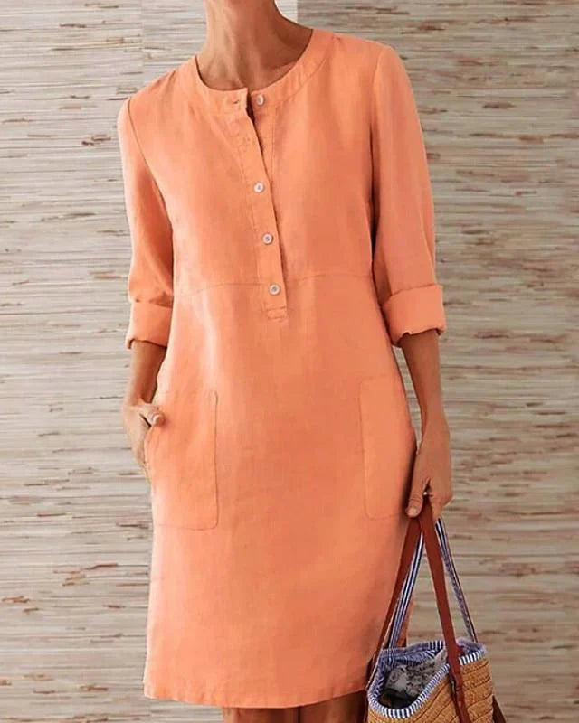 Valentina - Robe alternée pour femme Robe longueur genou - manches 3/4 Robe décontractée pour les vacances, été automne chaud