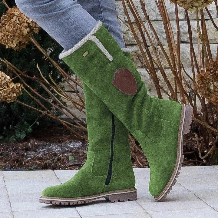 Pauline Laurent® | Bottes de neige plates au genou avec fermeture à glissière