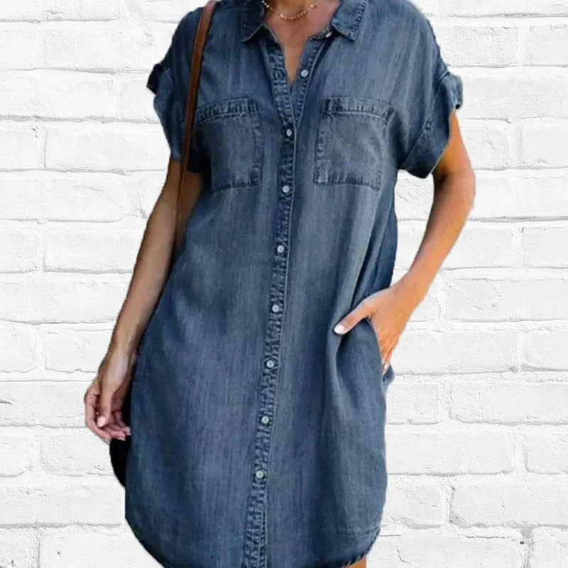 Emma - Robe décontractée en denim à manches courtes