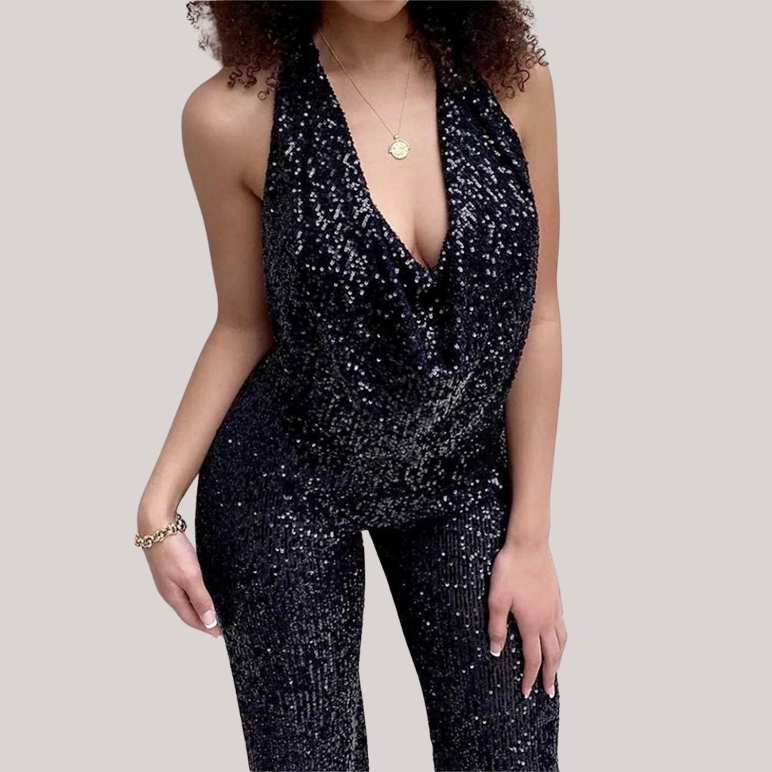 Boutique - Combinaison élégante à paillettes avec décolleté