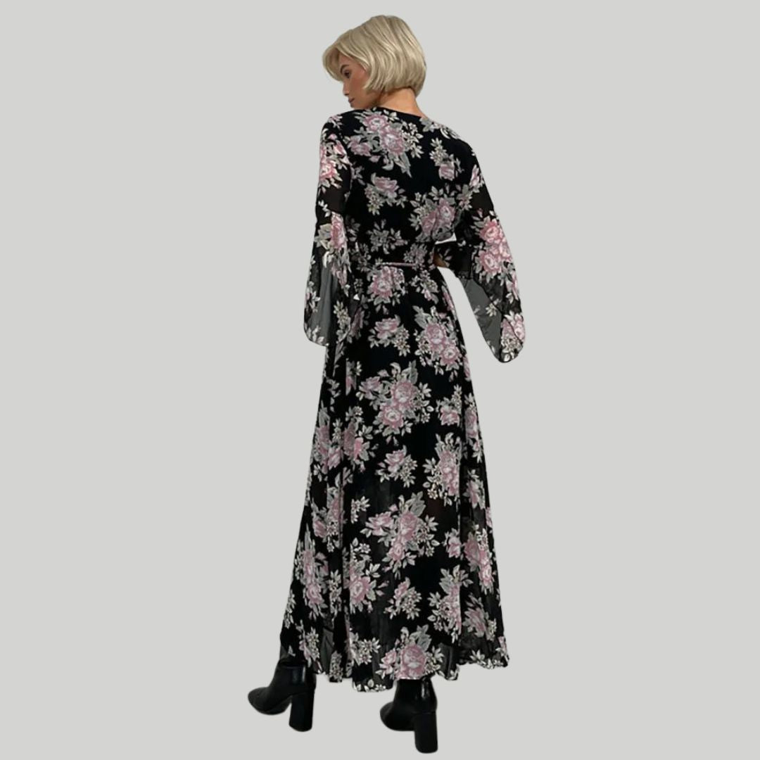 Soleil | Robe Midi avec Silhouette Élégante et Motif Floral pour Femmes