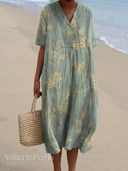 Odile - Robe en coton et lin
