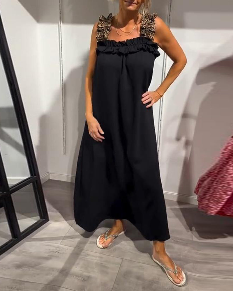 Léonie - Robe élégante à bretelles de couleur unie