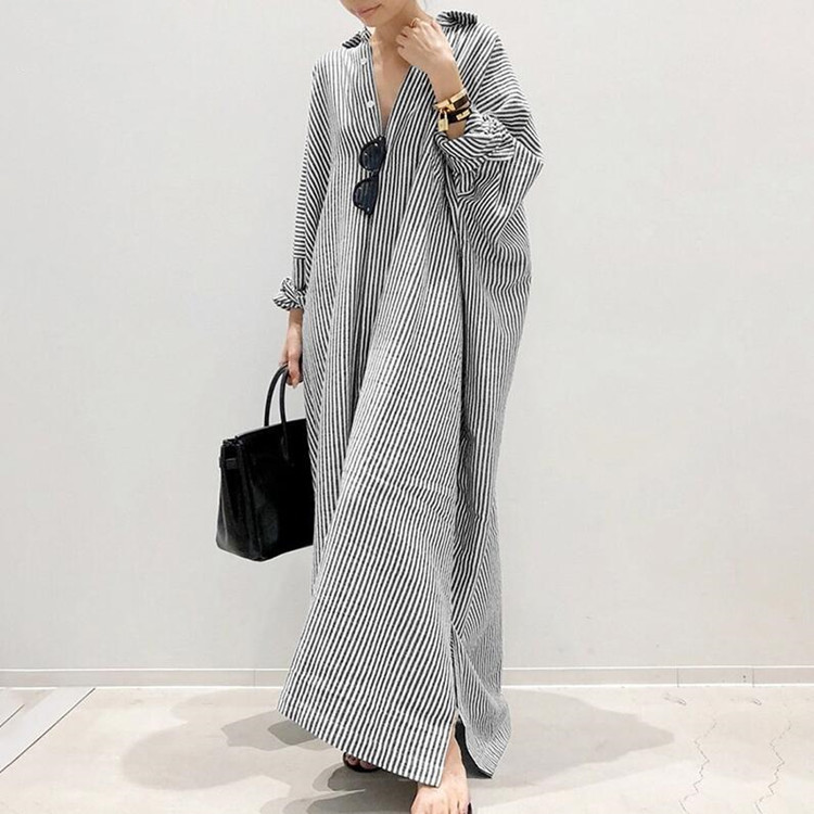 Soleil | Robe Longue à Rayures avec Tissu de Haute Qualité et Design Élégant pour Femmes