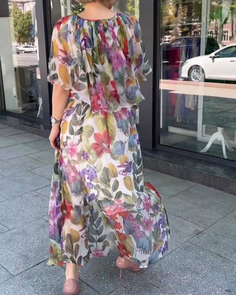 Alma - Robe à imprimé floral et col rond