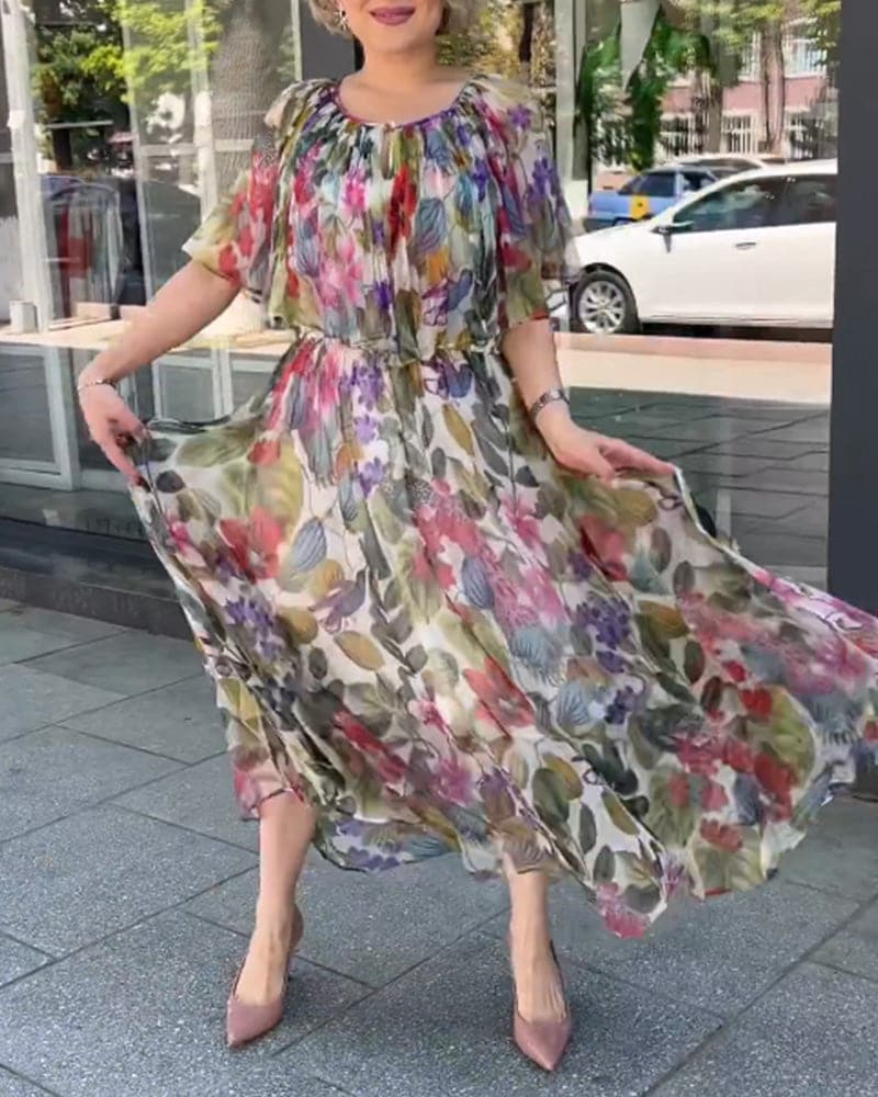 Alma - Robe à imprimé floral et col rond