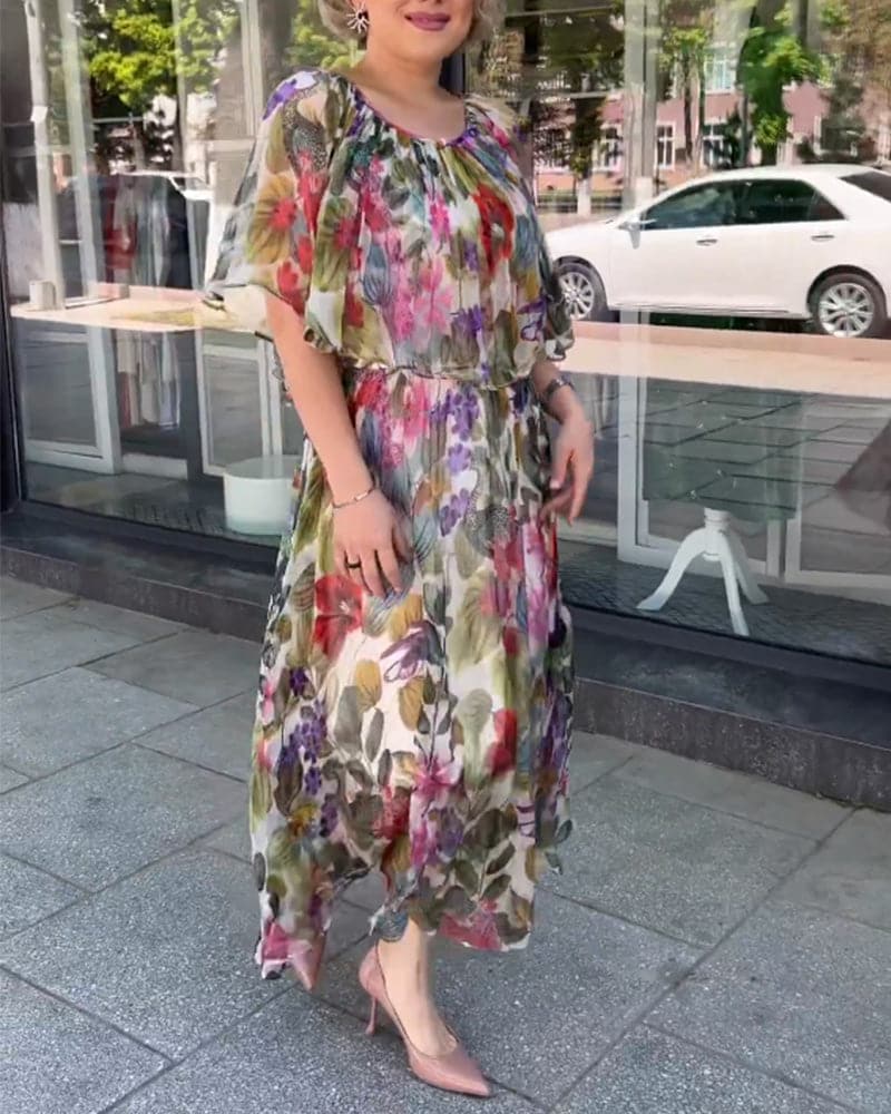 Alma - Robe à imprimé floral et col rond