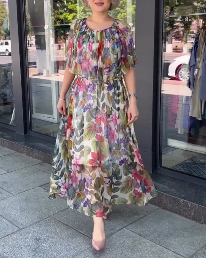 Alma - Robe à imprimé floral et col rond