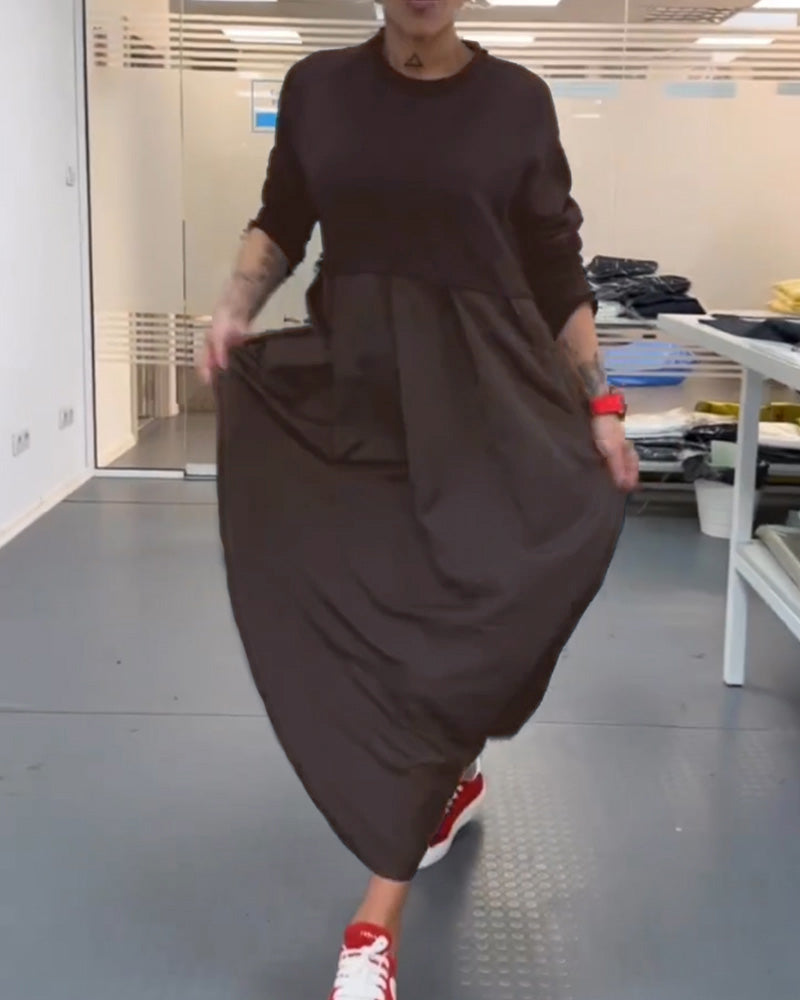 Isabelle - Robe longue décontractée de couleur unie