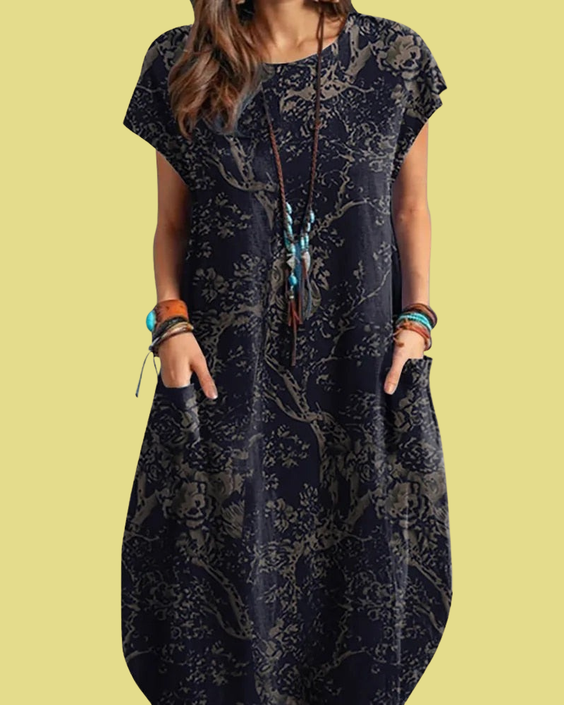 Éva - Robe midi vintage décontractée