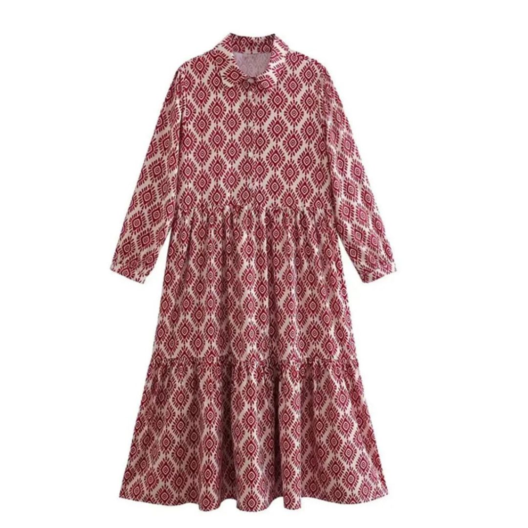 Léonie | Robe à manches longues avec motifs uniques et élégants pour femmes