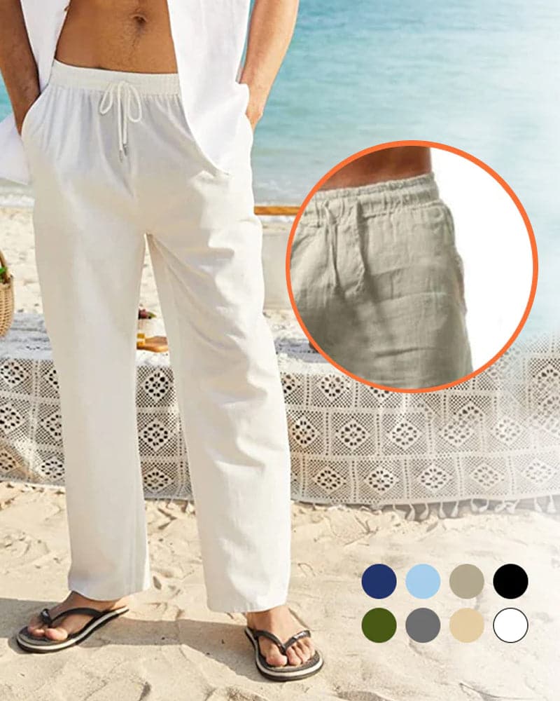 Vincen - Pantalon en coton respirant uni