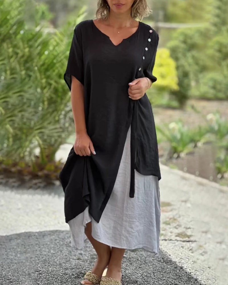 Thia™ Robe asymétrique à manches courtes et décolleté en V