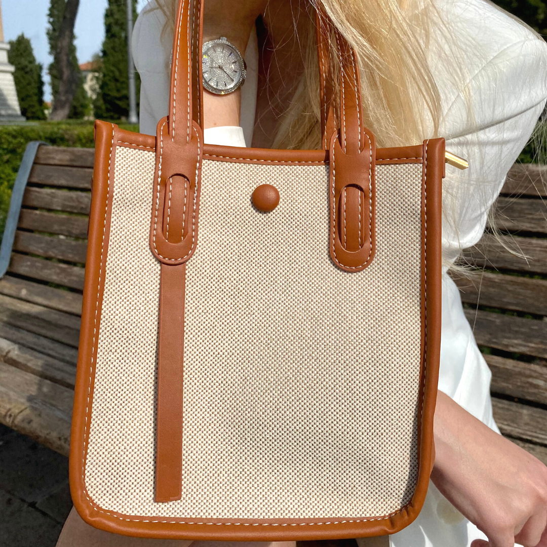 Bellevo | Mini Sac en Toile Vegan à Bandoulière Amovible - Sac Tote Élégant et Polyvalent