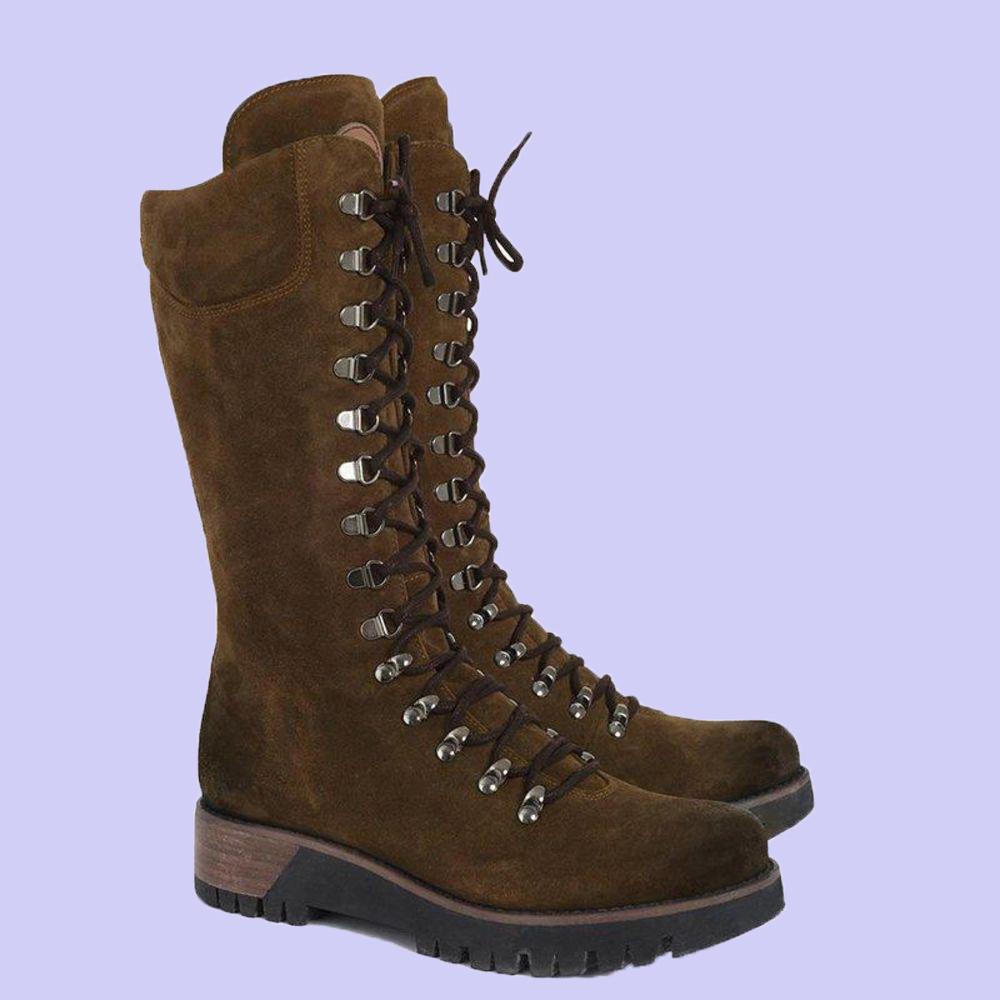 Hailey - Bottes hautes mode en cuir avec lacets