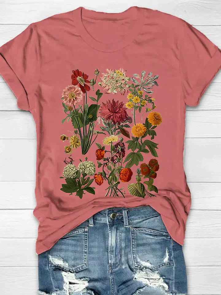 Tasiana | T-shirt Femme Vintage Avec Impression De Fleurs