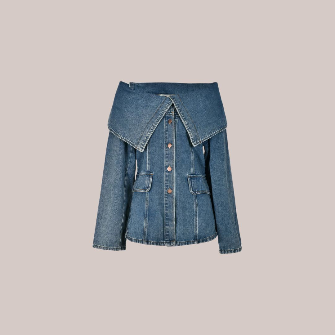 Alyssa | Veste en Jean à la Mode avec Ourlet Évasé pour Femmes