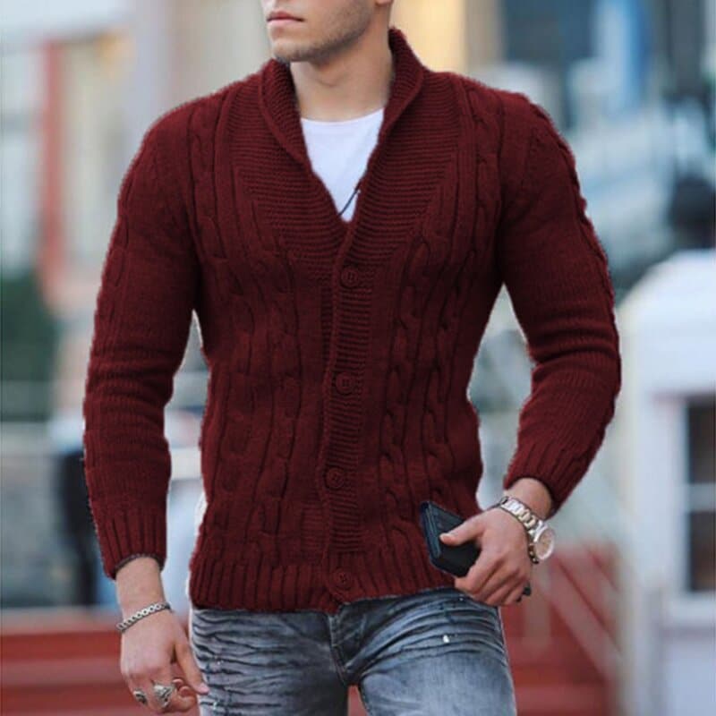 Tom - Cardigan en maille chaude avec patte de boutonnage