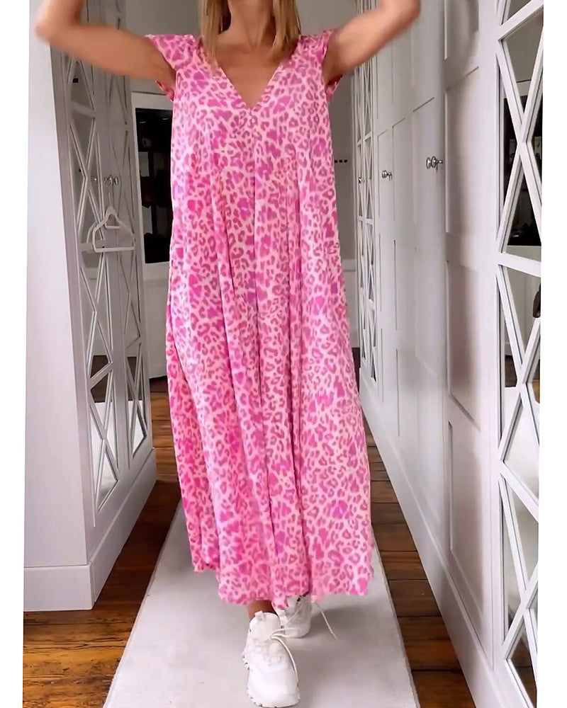 Bellevo | Robe Maxi avec Encolure en V et Manches Courtes