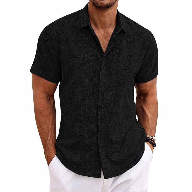 Bellevo | Chemise casual élégante pour hommes, à manches courtes, avec col, unie et à boutons