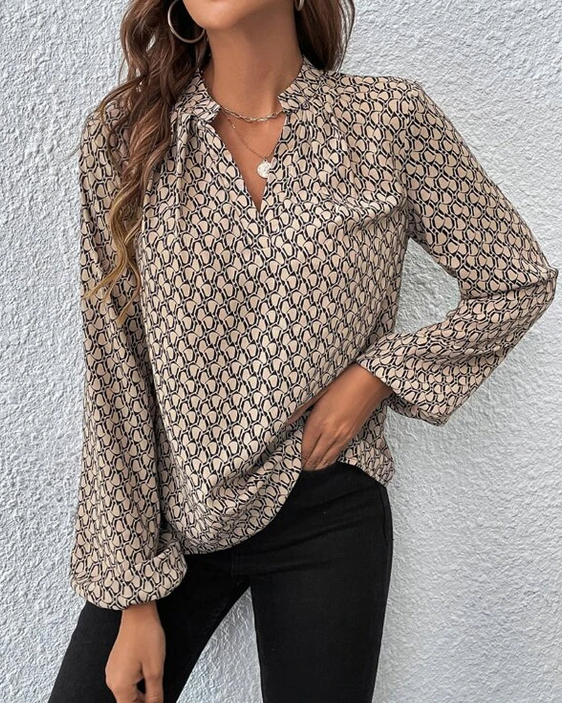 Célestine | Blouse Élégante avec Imprimé Chic et Manches Lampion pour Femmes