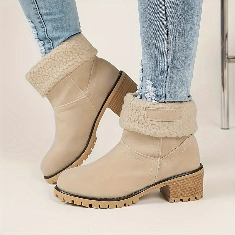 Lotte | Bottines en peluche élégantes à talons hauts dans des couleurs unies très tendance
