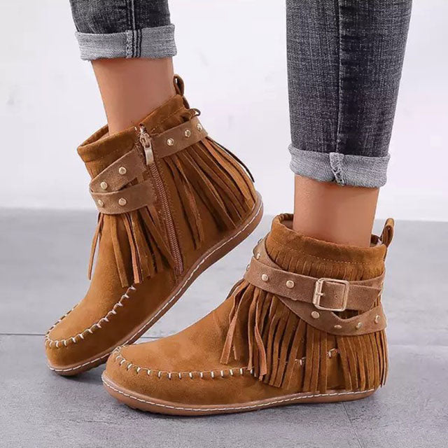 Denisa | Bottes vintage avec franges pour femmes
