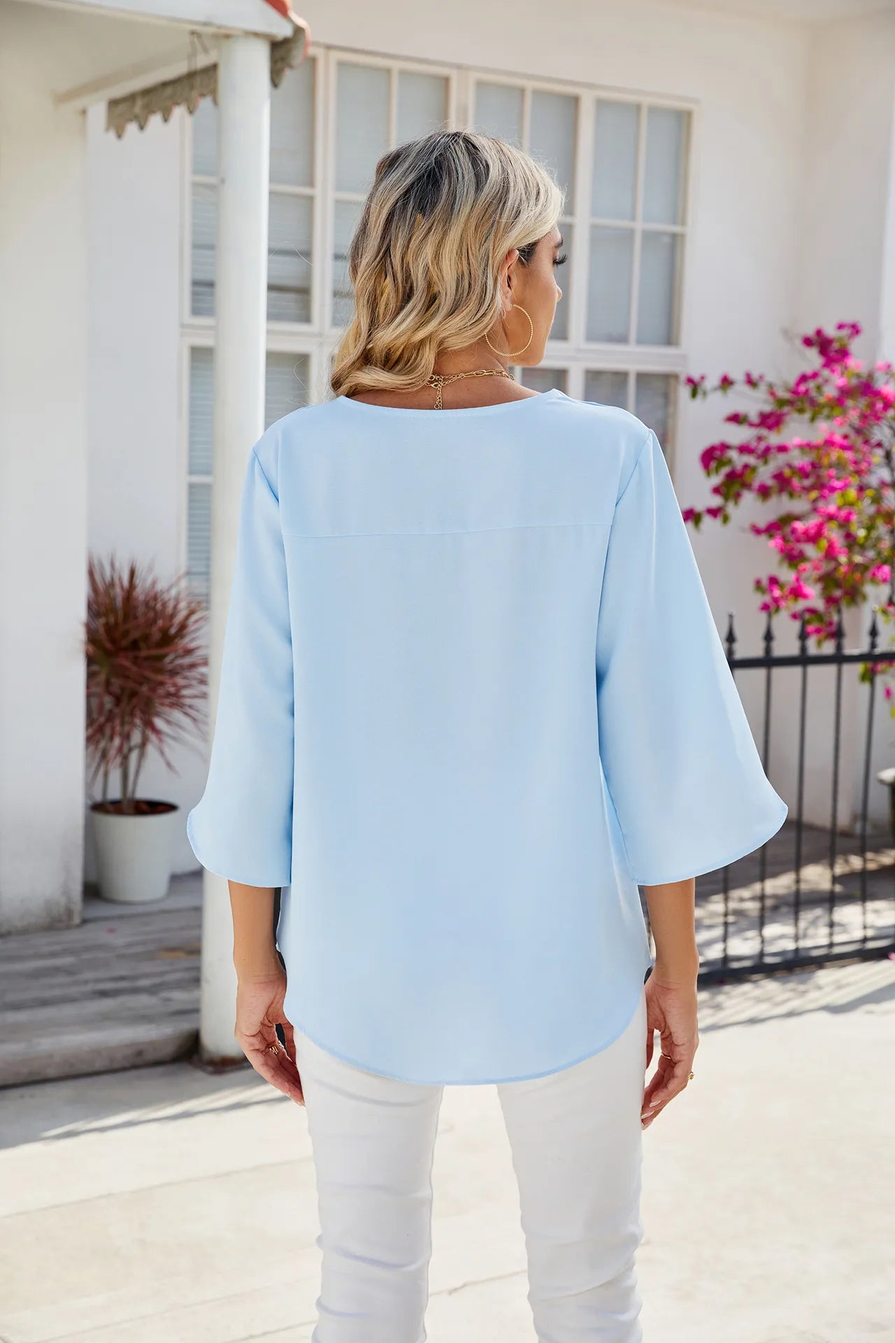 BelleRue - Chemises femme manches courtes tops encolure à revers chemise tunique élégante