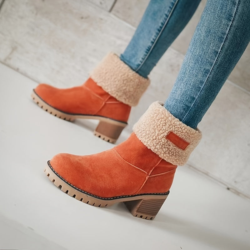Lotte | Bottines en peluche élégantes à talons hauts dans des couleurs unies très tendance