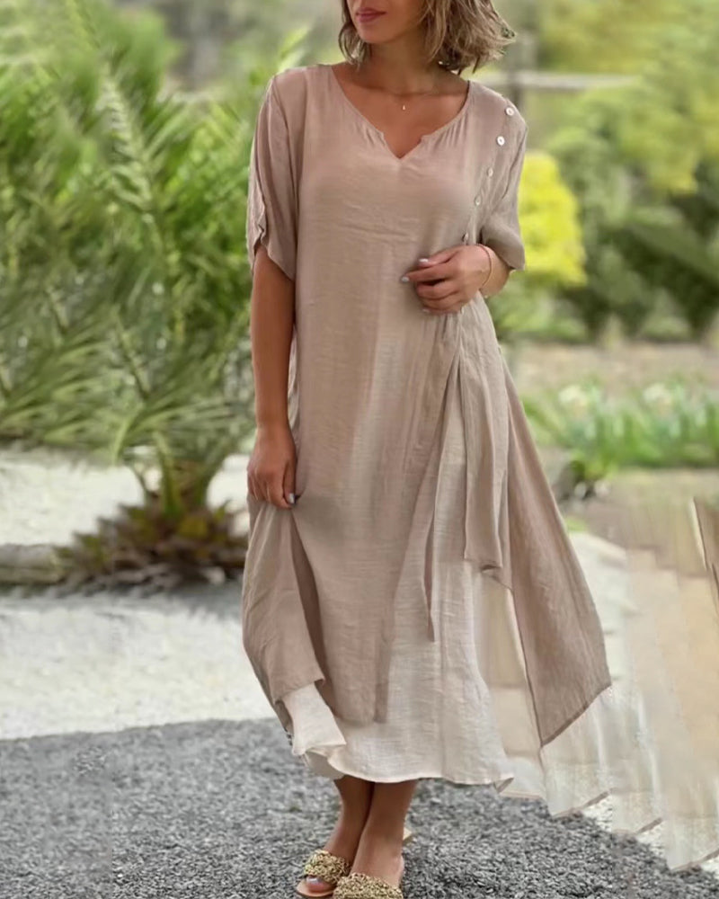 Thia™ Robe asymétrique à manches courtes et décolleté en V