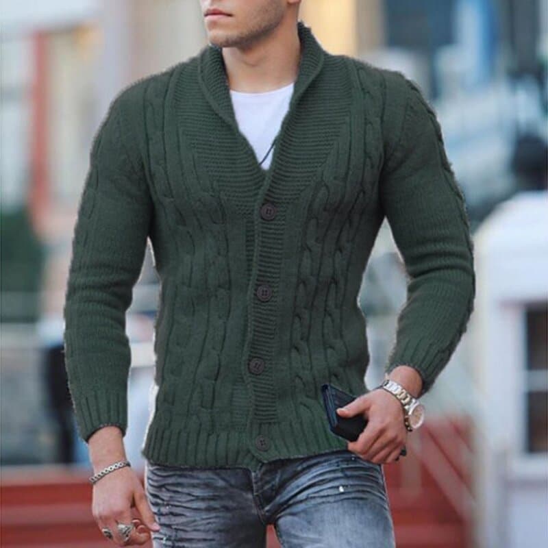 Tom - Cardigan en maille chaude avec patte de boutonnage